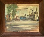 untitled docked boat - painting by Betty Sutherland aka Boschka Layton