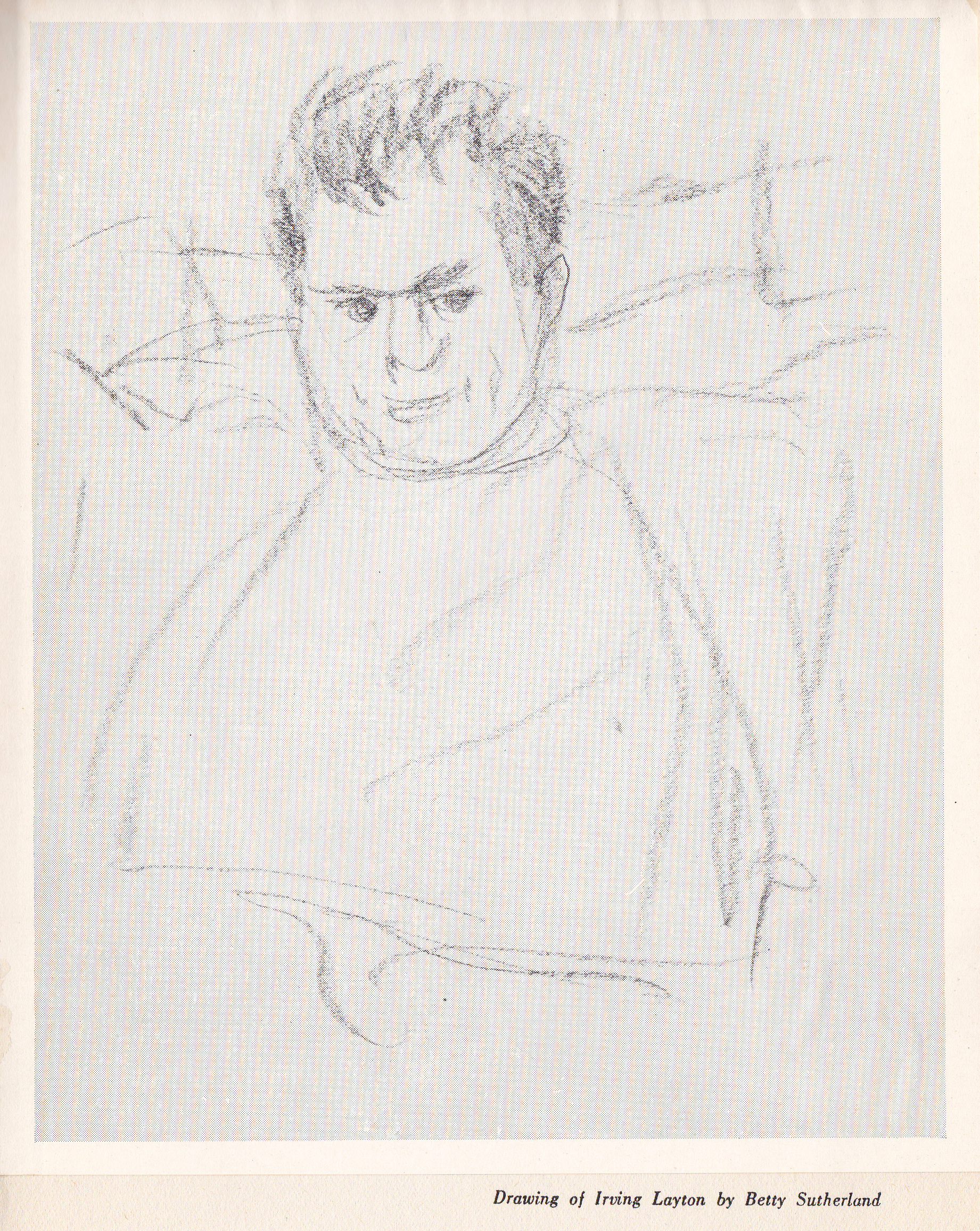 sketch of Irving Layton by Betty Sutherland aka Boschka Layton