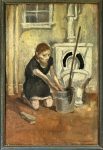 cleaning woman - painting by Betty Sutherland aka Boschka Layton
