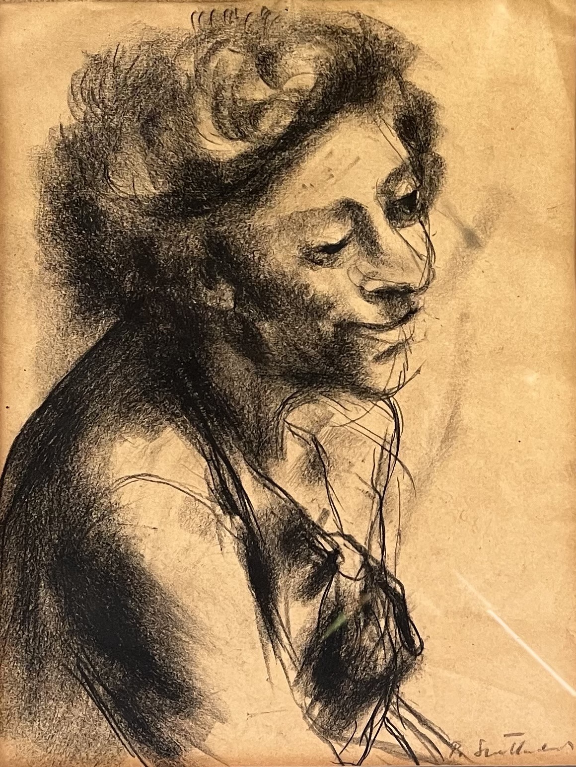 portrait in charcoal by Betty Sutherland aka Boschka Layton